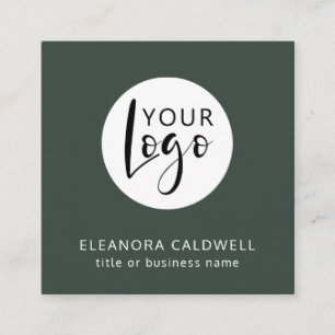 Carte De Visite Carré Social Media QR Code Votre logo Vert