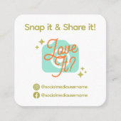 Carte De Visite Carré Social Media Snap and Share, QR Code (Devant)