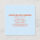 Carte De Visite Carré Soft Blue Orange Hello There Friendly Bold Square (Dos)