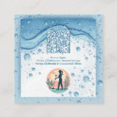 Carte De Visite Carré Soft Blue White Professional Sparkle Cleaning Chic (Dos)
