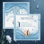 Carte De Visite Carré Soft Blue White Professional Sparkle Cleaning Chic