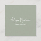Carte De Visite Carré SOFT SAGE GREEN Modern CHIC Minimal QR Code (Devant)