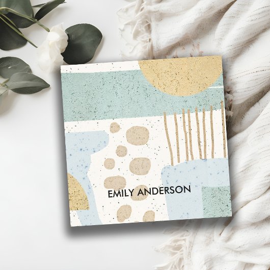 CARTE DE VISITE CARRÉ SOFT SUBTLE AQUA MODERNE ABSTRAITE GÉOMÉTRIQUE ART