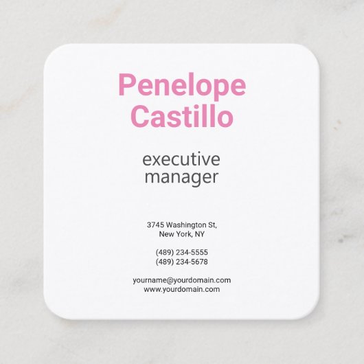 Carte De Visite Carré Soie Professionnelle Moderne Simple Plat Feminine (Devant)