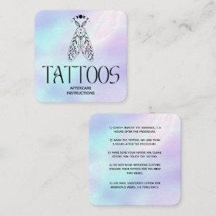 Carte De Visite Carré Soins après Tatouage de Papillon Holographique Cél