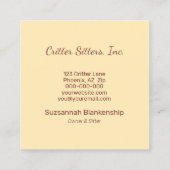 Carte De Visite Carré Soins aux animaux de compagnie mignons Guinée Pig  (Dos)