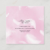 Carte De Visite Carré Soins de bijoux en plumes roses modernes (Dos)