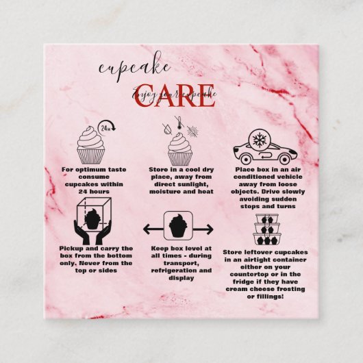 Carte De Visite Carré Soins de Cupcake en or rose moderne (Devant)