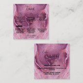 Carte De Visite Carré Soins de gâteau d'encre rose moderne (Devant / Derrière)