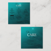 Carte De Visite Carré Soins de gâteau Turquoise Professionnel moderne (Devant / Derrière)
