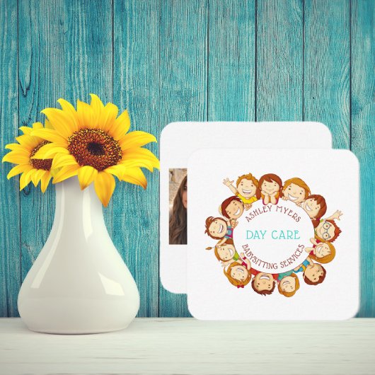 Carte De Visite Carré Soins de jour mignonnes Profil de garde d'enfants