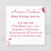 Carte De Visite Carré Soins de jour pour bébé rose mignonne (Dos)