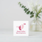 Carte De Visite Carré Soins de jour pour bébé rose mignonne (Debout devant)
