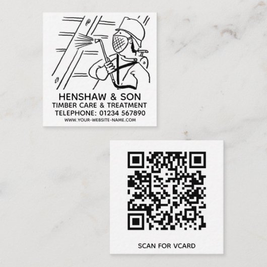 Carte De Visite Carré Soins du bois et traitement du bois (Devant / Derrière)