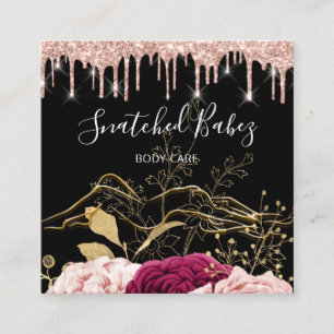 Carte De Visite Carré Soins du corps Sculpting QRCODE Black Gold Rose Dr