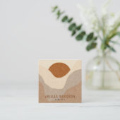 Carte De Visite Carré Soleil Abstrait de sable en terre cuite Boho (Debout devant)