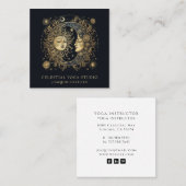 Carte De Visite Carré Soleil Noir Céleste Lune Yoga (Devant / Derrière)