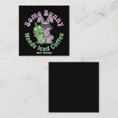 Carte De Visite Carré Some Bunny Needs Iced Coffee Retro Spring Easter (Devant / Derrière)