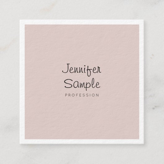 Carte De Visite Carré Sophistiqué Moderne Libre Script Luxe Plain (Devant)