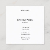 Carte De Visite Carré Sophistiqué Moderne Simple Modèle professionnel (Dos)