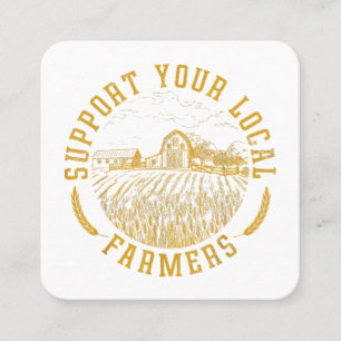 Carte De Visite Carré Soutien vintage Vos Agriculteurs Locaux Agricole A