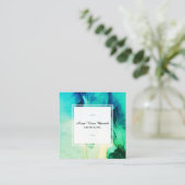 Carte De Visite Carré *~* Spa Abstrait Artiste Vert Turqoise Chic (Debout devant)