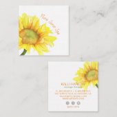 Carte De Visite Carré Spa de fleurs de tournesol d'aquarelle (Devant / Derrière)