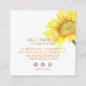 Carte De Visite Carré Spa de fleurs de tournesol d'aquarelle (Dos)