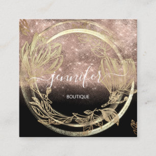 Carte De Visite Carré Spa professionnel Frame Floral Gold Rose