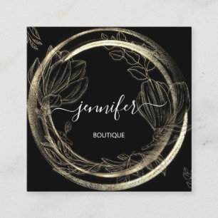 Carte De Visite Carré Spa professionnel Frame floral noir blanc