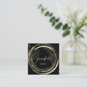Carte De Visite Carré Spa professionnel Frame floral noir blanc (Debout devant)