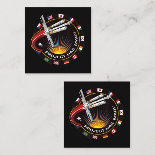 Carte De Visite Carré Space Mission Patch (Devant / Derrière)