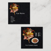 Carte De Visite Carré SPAGHETTI PARTY TALIAN KITCHEN TOMATES Noir (Devant / Derrière)