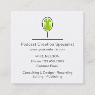 Carte De Visite Carré Spécialiste de la création de podcasts professionn