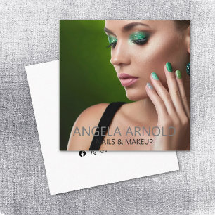 Carte De Visite Carré Spécialiste du maquillage Nails Salon de beauté