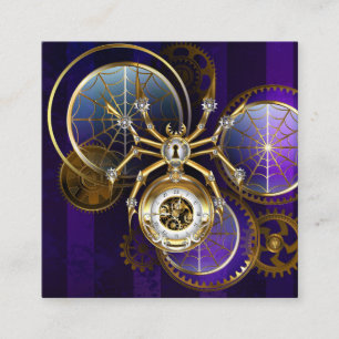 Carte De Visite Carré Spider Steampunk sur Arrière - plan pourpre