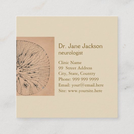 Carte De Visite Carré Spinal Cord Glial Cells Drawing (Dos)