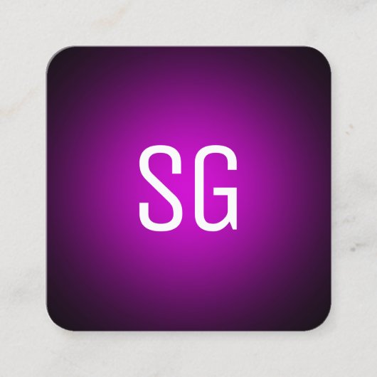 Carte De Visite Carré Spot doux - Initiales - Magenta sur le noir (Devant)
