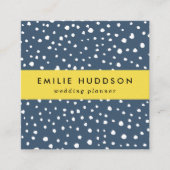 Carte De Visite Carré Spots Dalmatiens Bleus Marine, Points Dalmatiens,  (Devant)