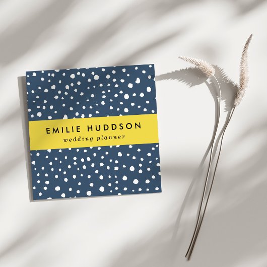 Carte De Visite Carré Spots Dalmatiens Bleus Marine, Points Dalmatiens, 