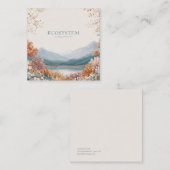 Carte De Visite Carré Spring Mountain Gold Frame Floral Landscape (Devant / Derrière)