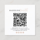 Carte De Visite Carré Square Boho Beige Script QR code (Dos)