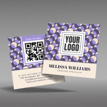 Square Retro Lavender Geometric Business Card