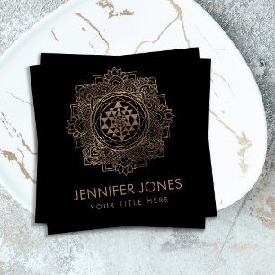 Carte De Visite Carré Sri Yantra / Sri Chakra en lotus dorés