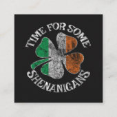 Carte De Visite Carré St. Patrick's Time for Some Shenanigans Clover (Dos)