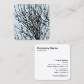 Carte De Visite Carré Starlings dans un arbre - Noir sur bleu pâle D3E5E (Devant / Derrière)