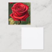 Carte De Visite Carré Sticker de peinture botanique rose rouge (Devant / Derrière)