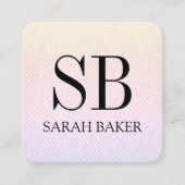 Carte De Visite Carré Stripes et Monogrammes de script (Devant)