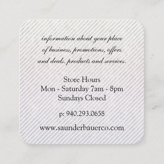 Carte De Visite Carré Stripes et Monogrammes de script (Dos)