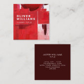 Carte De Visite Carré Structure Abstraite rouge professionnelle moderne (Devant / Derrière)